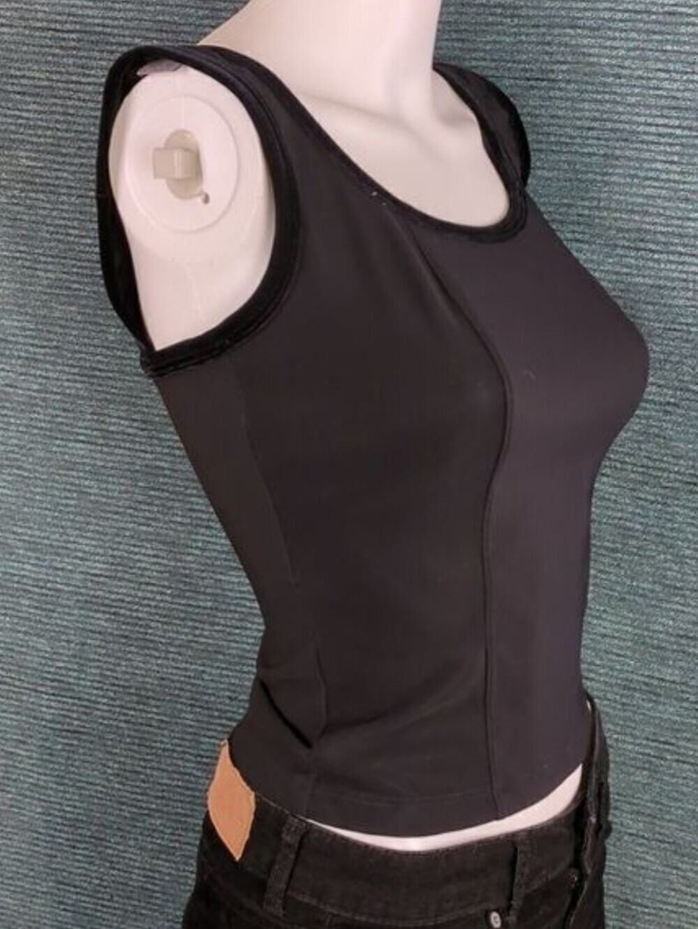 Vintage Charotte Russe Nylon/Spandex Cropped Tank Top, Bustier Top, Velvet Trim